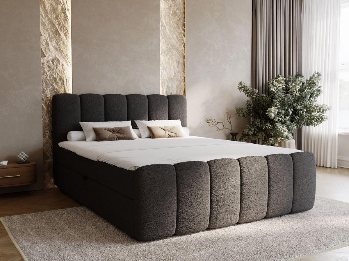 BOXBETT Cloud 140x200 Bouclé-Stoff Schwarz - Schwarz, Holz/Textil (140/200cm) - Graingold