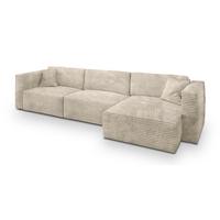 ECKSOFA TOLMO Creme Kordstoff mit Schlaffunktion - Creme/Grau, Holz/Kunststoff (347/148cm) - MASSENO