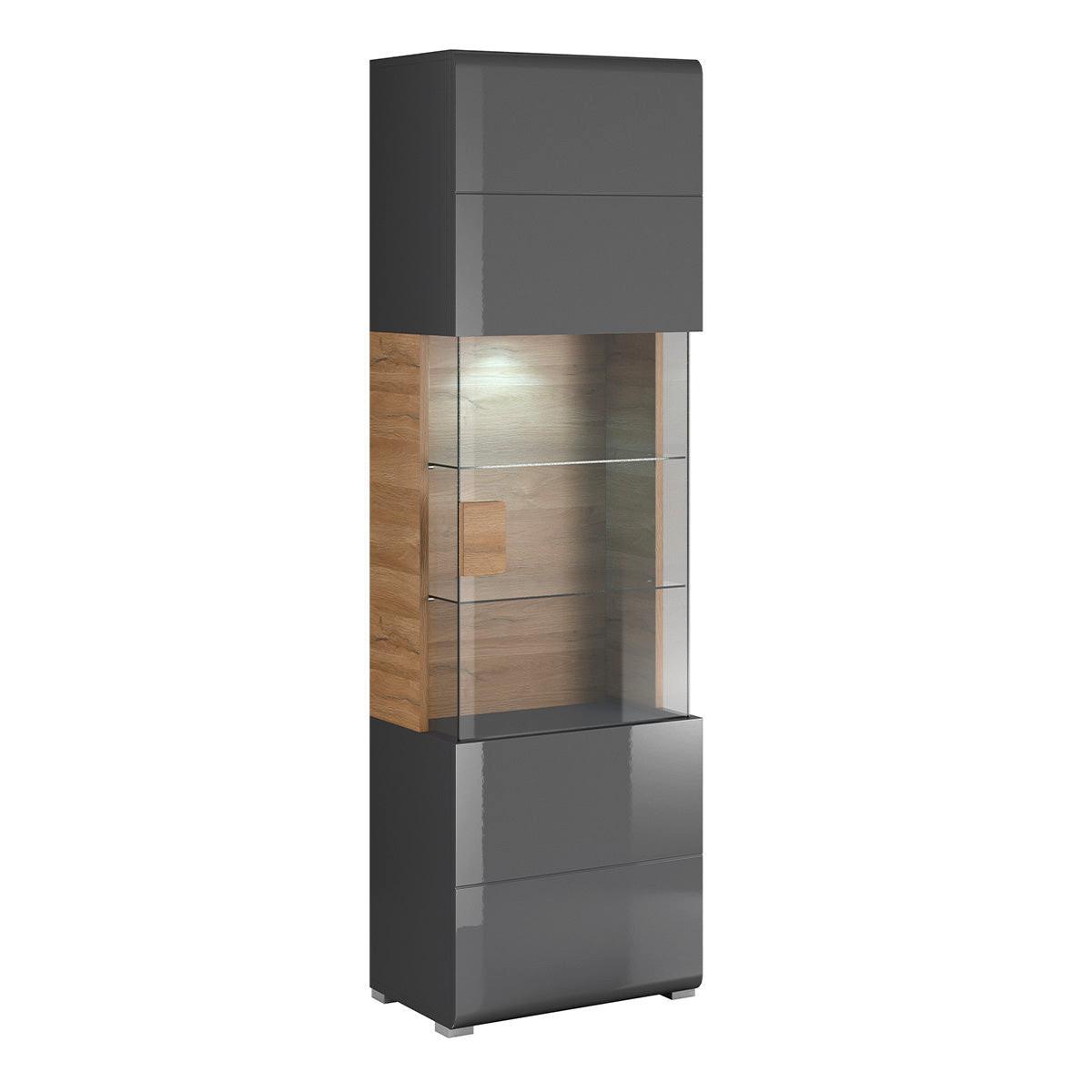 VITRINE Jules Grau und Holz - Grau, Holzwerkstoff (61/204/39cm) - Petits-meubles