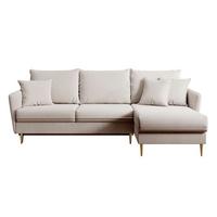 ECKSOFA Volio Beige Samt 223 cm - Beige/Goldfarben, Textil/Metall (223/145cm) - Selsey