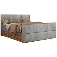 BOXSPRINGBETT ALBERO 2 KING DUO 180/200 Hellgrau Velvet - H4 - Hellgrau, Holz/Textil (180/200cm) - MKS