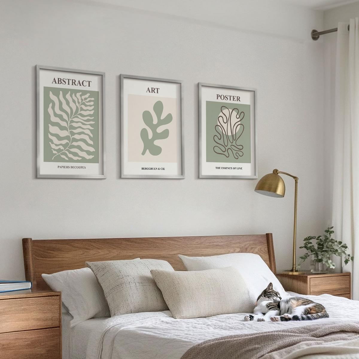 BILDER SET 3er Set - 40x60 cm Silberner Rahmen - Poster mit Pflanzenmustern von Matisse - Silberfarben, Kunststoff (40/60cm) - TULUP