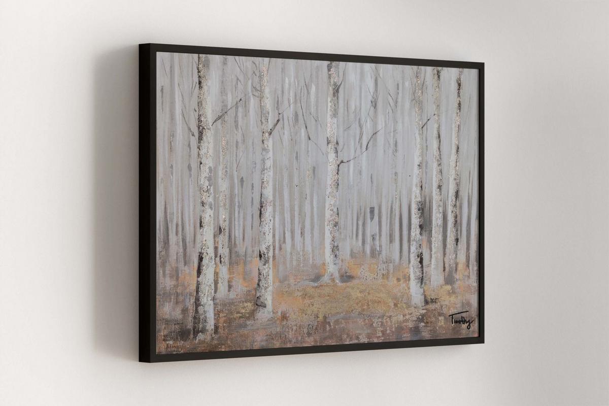 ACRYLBILD HANDGEMALT 90/60 cm - Weiß/Braun, Holz/Textil (90/60cm) - KUNSTLOFT