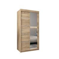 SCHWEBETÜRENSCHRANK 200/100/62 2-türig - Silberfarben/Sonoma Eiche, Holz/Kunststoff (100/200/62cm) - MÖBEL KRYSPOL