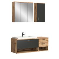 BADMÖBEL-SET Eiche, grau matt 138 cm, Kombination mit Waschbecken - Eichefarben/Grau, Holzwerkstoff (140/192/48cm) - Inn.Furn