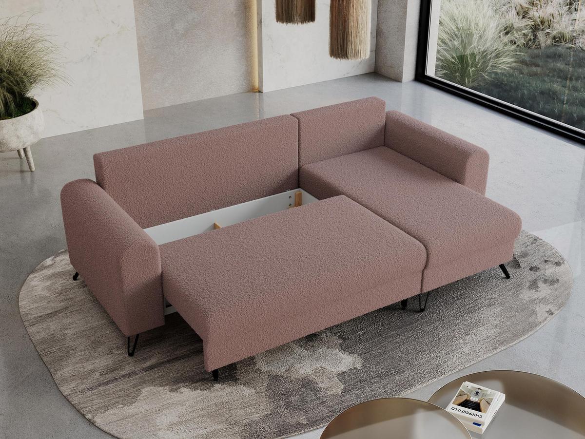 ECKSOFA Hugo Boucle Rosa - Schwarz/Rosa, Textil/Metall (242/140cm) - MKS