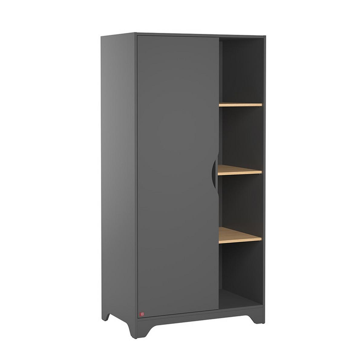 BABYZIMMER 3-teilig Grau und Holz - Grau, Holzwerkstoff (88.5/189.5/52cm) - Petits-meubles