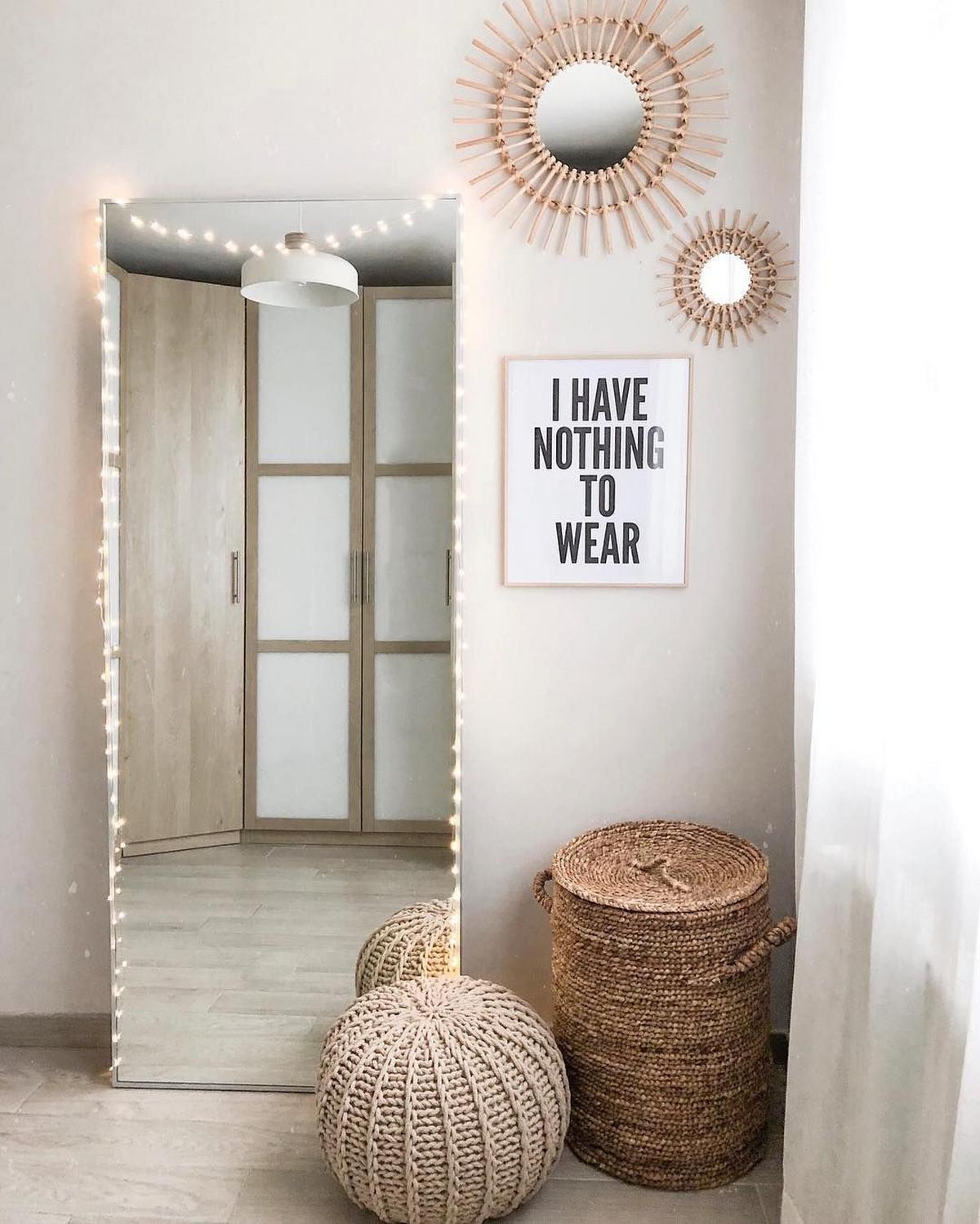 POUF Conrad 50/50/35 cm - Beige, Naturmaterialen/Textil (50/35/50cm) - Beliani