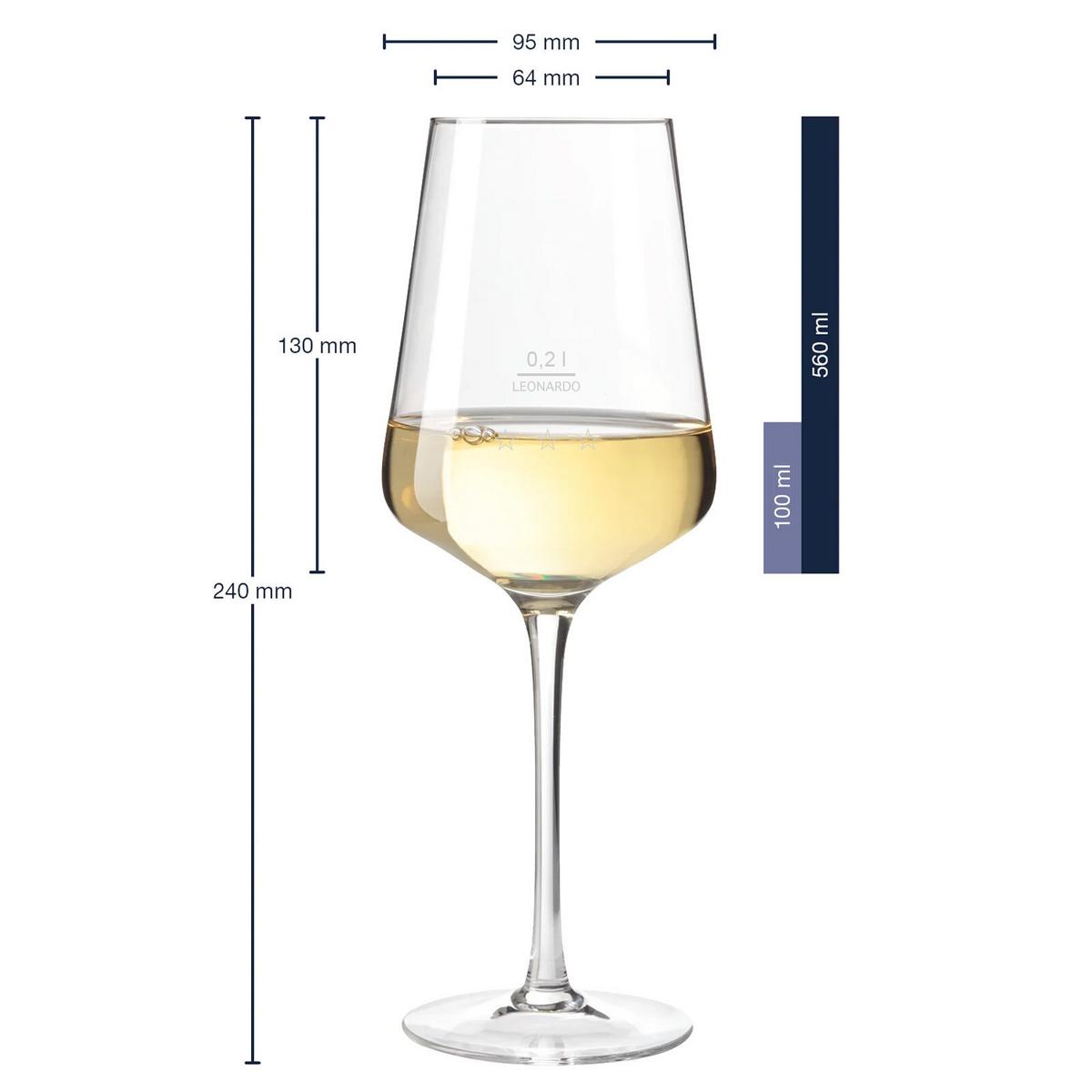 WEISSWEINGLÄSER GEEICHT Puccini Gastro-Edition transparent 0,2 l 6er Set - Transparent, Glas (0.2L) - Leonardo Living