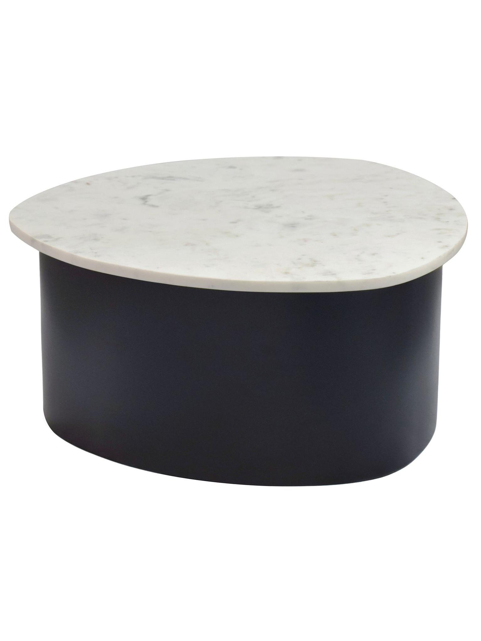 COUCHTISCH VIGEVANO, Marmor, handgefertigt, Weiß-Schwarz, 63 x 63 x 30 cm - Schwarz/Weiß, Stein/Metall (63/63/30cm) - KADIMA DESIGN