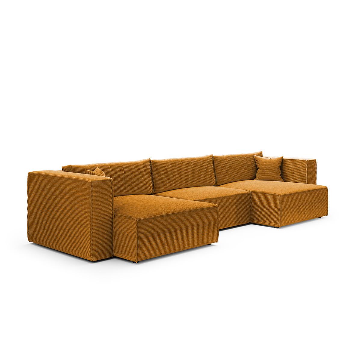 PANORAMASOFA Jimmy 5 Sitzplätze Gelb - Gelb, Holz (348/77/148cm) - Petits-meubles