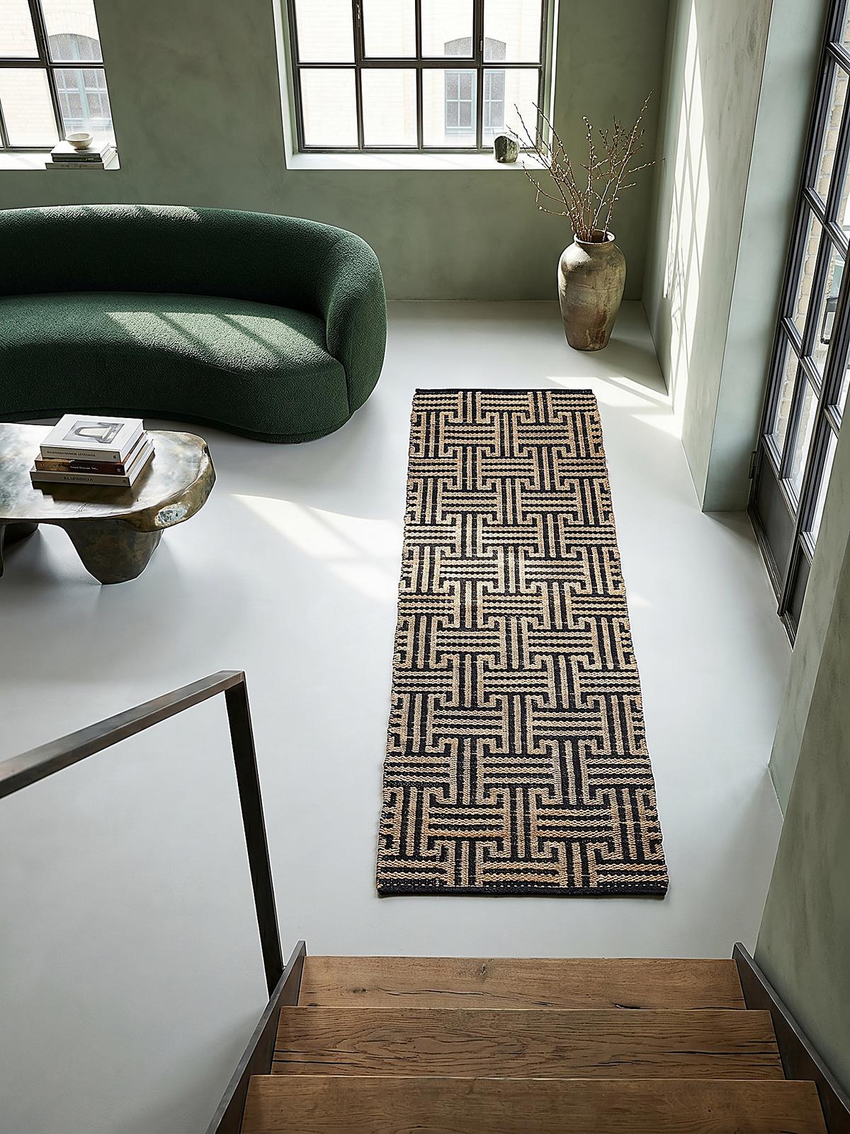 JUTETEPPICH CROFT, geometrisch, Natur-Schwarz, 80 x 230 cm - Braun, Textil (230/80cm) - KADIMA DESIGN
