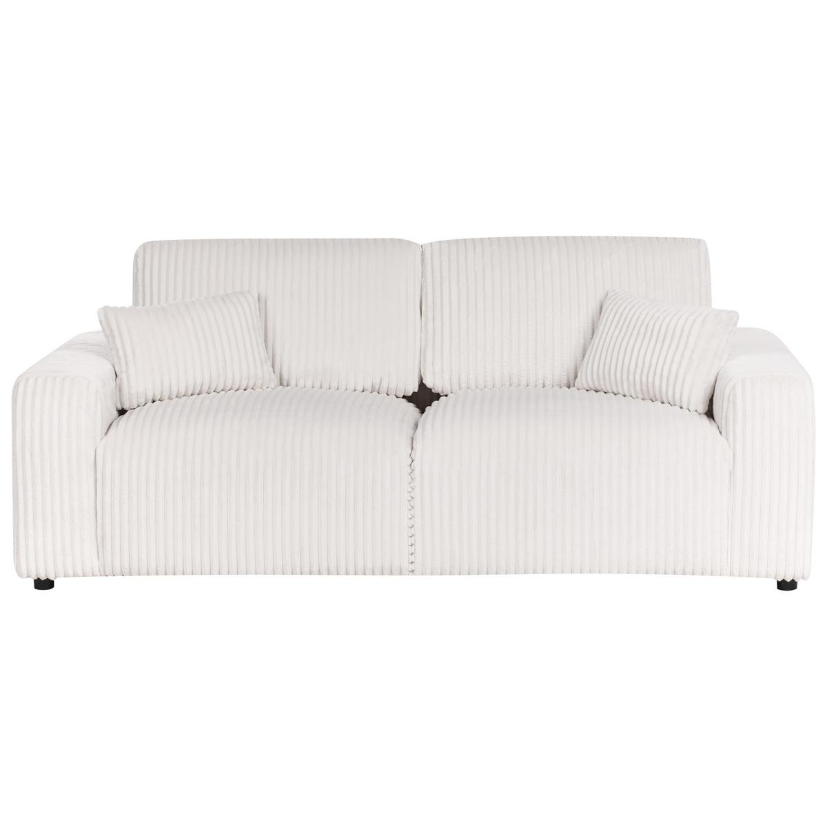 3-SITZER-SOFA Cord Cremeweiß Sandora - Creme, Textil (216/87/98cm) - Beliani