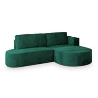 ECKSOFA CORTIO M R-S Grün Velours-Stoff mit Schlaffunktion - Grau/Grün, Holz/Kunststoff (265/174cm) - MASSENO
