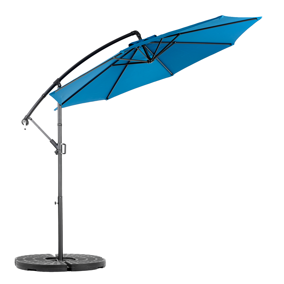 AMPELSCHIRM 294 cm Blau Stahl Hängender Gartenschirm mit Kurbel & Neigungsfunktion für Terrasse - Dunkelblau, Metall (294/294cm) - Urban Meuble