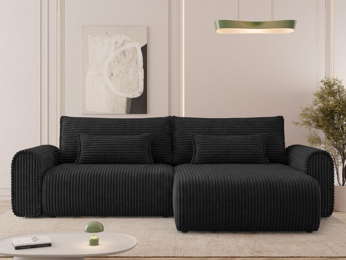ECKSOFA Surles Cord - Schwarz, Holz/Kunststoff (245/145cm) - MIRJAN24