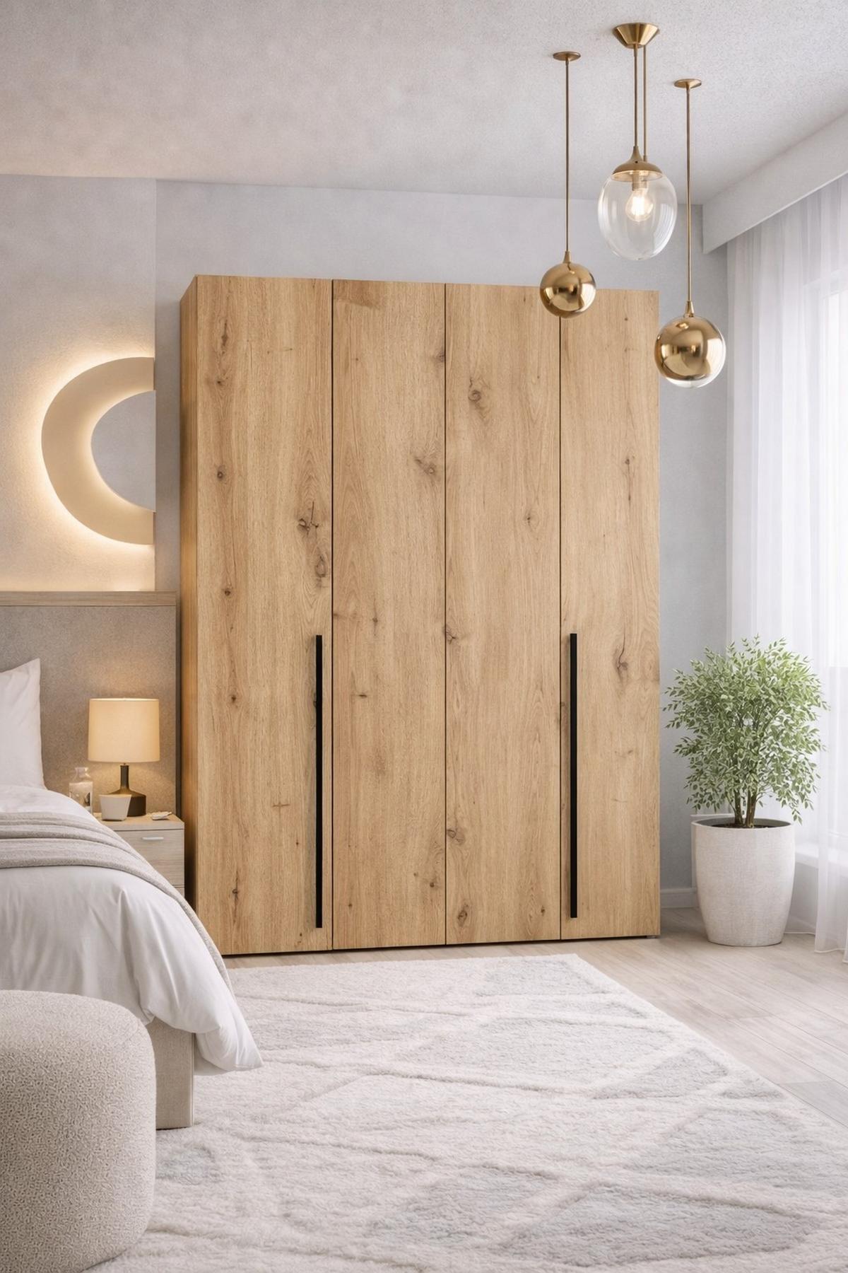 DREHTÜRENSCHRANK ANCONA 200/240/58cm 4-türig Eiche Artisan - Eiche Artisan, Holzwerkstoff (200/240/58cm) - MASSENO