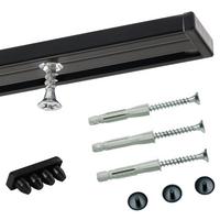 GARDINENSCHIENE auf Maß 1-lauf Deckenmontage Minimal 120cm - Schwarz, Metall (120cm) - Deco-Raum