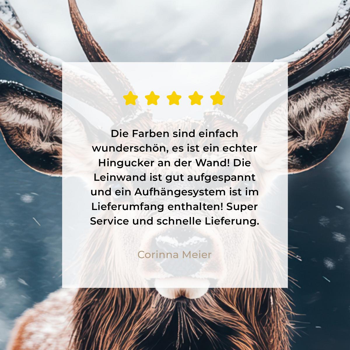 LEINWANDBILD Hirsche - Tiere - Landschaft - Winter - Schnee Room Decor 30x40 cm - Kastanienfarben, Textil (30/40cm) - MuchoWow