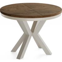 ESSTISCH Clara Grau-Beige runder ausziehbarer, Lefkas Eiche 120-200/120/76 cm - Alteiche/Greige, Holzwerkstoff/Metall (120/196/76cm) - WFL GROUP