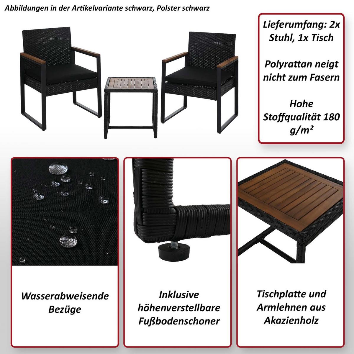POLY-RATTAN GARNITUR Grau - Grau, Kunststoff - MCW