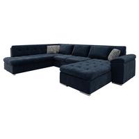 WOHNLANDSCHAFT Niko Bis Premium, Seite: Rechts - Dunkelblau/Grau, Holz/Textil (348/76/205cm) - MIRJAN24