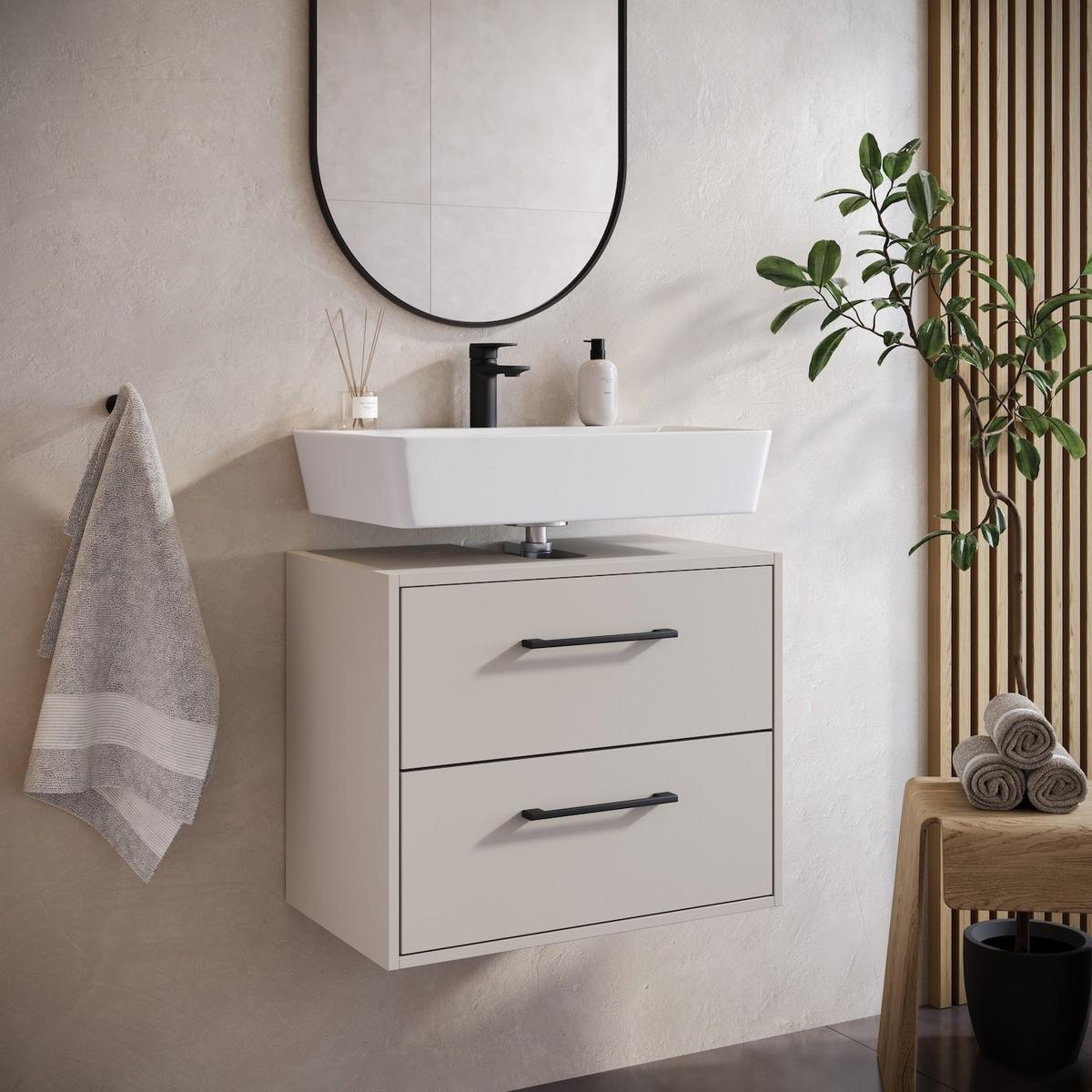 WASCHBECKENUNTERSCHRANK Florence 2 Schubladen Cashmere - 60 x 35 x 47 cm - Kaschmir, Holz (60/50/35cm) - Badplaats