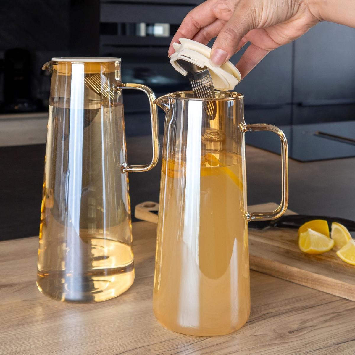 KARAFFE 1.4 Liter - Gelb, Glas (1.7L) - Intirilife
