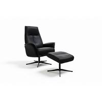 RELAXSESSEL JOSIANE Schwarz Lederfaserstoff Relaxfunktion - Schwarz, Leder/Metall (78/107/87cm) - KAWOLA