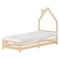 KINDERBETT Haus 90x200 cm mit Matratze Natur Kiefernholz - Naturfarben, Holz (90/200cm) - ML-DESIGN