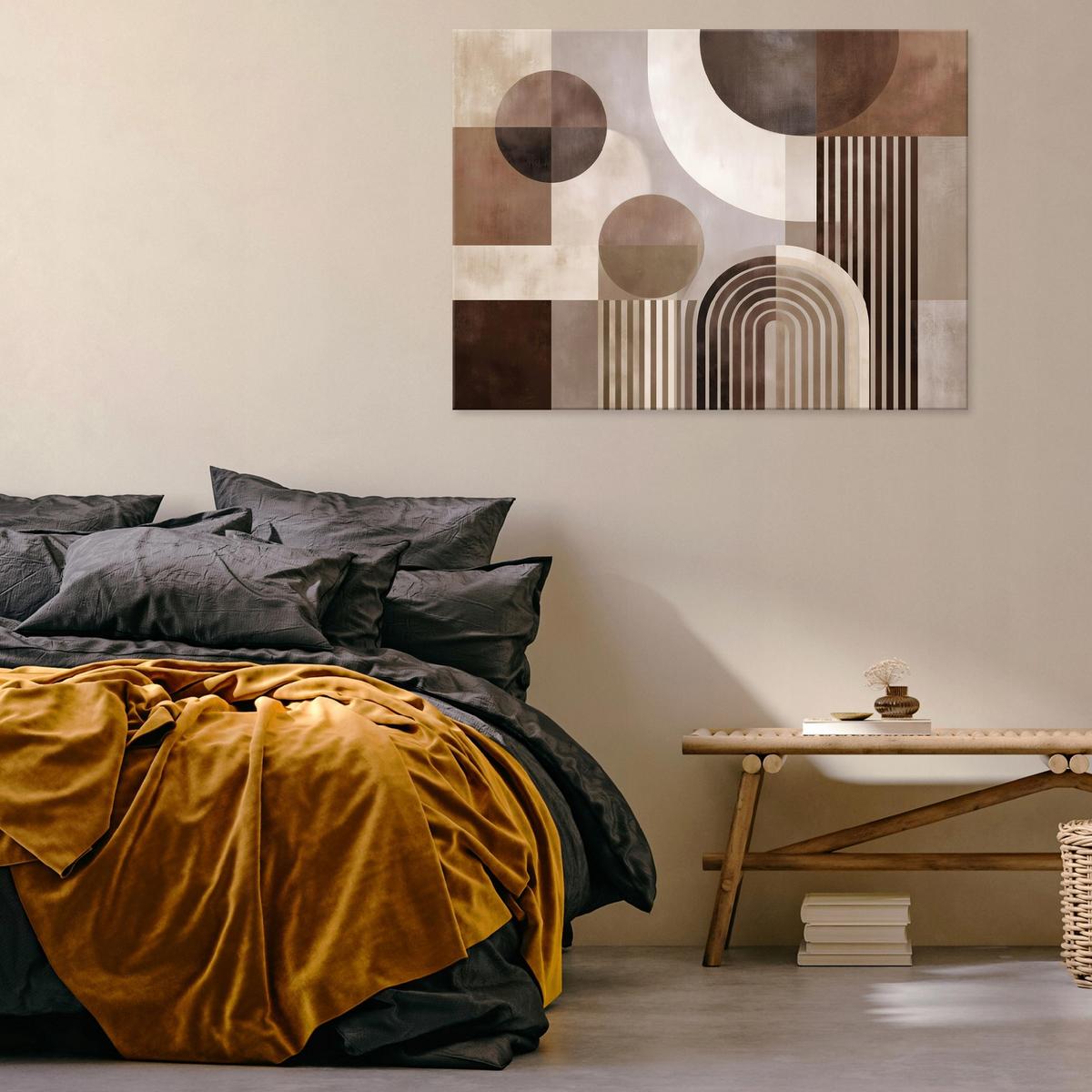 LEINWANDBILD Abstraktion Geometrisch Braun 100x70 cm - Multicolor, Holzwerkstoff (100/70cm) - Wallarena