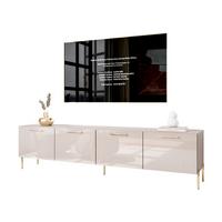TV-ELEMENT AURA 200 KASCHMIR Hochglanz auf geraden goldenen Beinen + LED - Kaschmir/Goldfarben, Holzwerkstoff (200/50/40cm) - Lookway