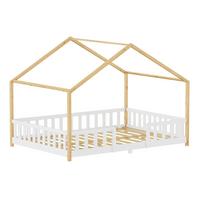 HAUSBETT Treviolo - Weiß/Naturfarben, Holz (120/200cm) - [en.casa]