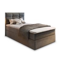 BOXBETT GLOS 90 90x200 cm mit Matratze und Topper, H2+H3 - Grau - Grau, Holz (90/200cm) - MASSENO