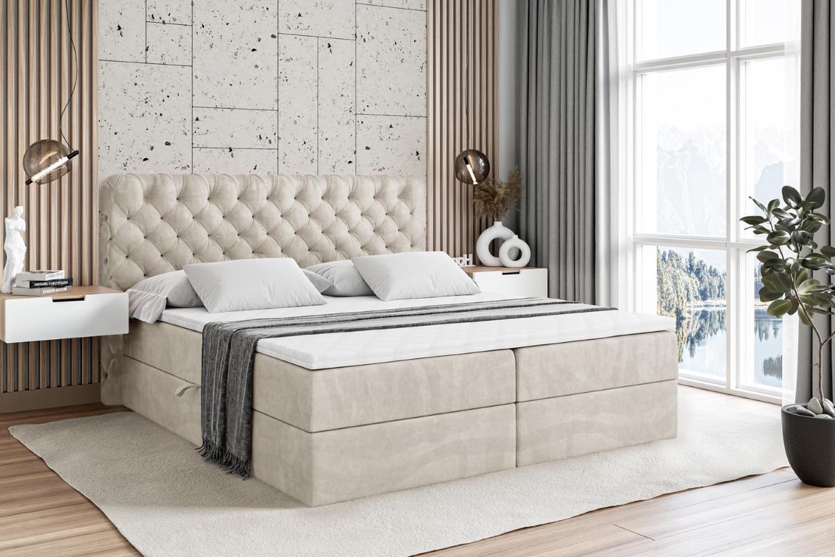 BOXBETT mit Matratze H4 und Lattenrost - BOXI8 - 180x200 cm - H4 - Ecru - Ecru, Holzwerkstoff (180/200cm) - ALTDECOR