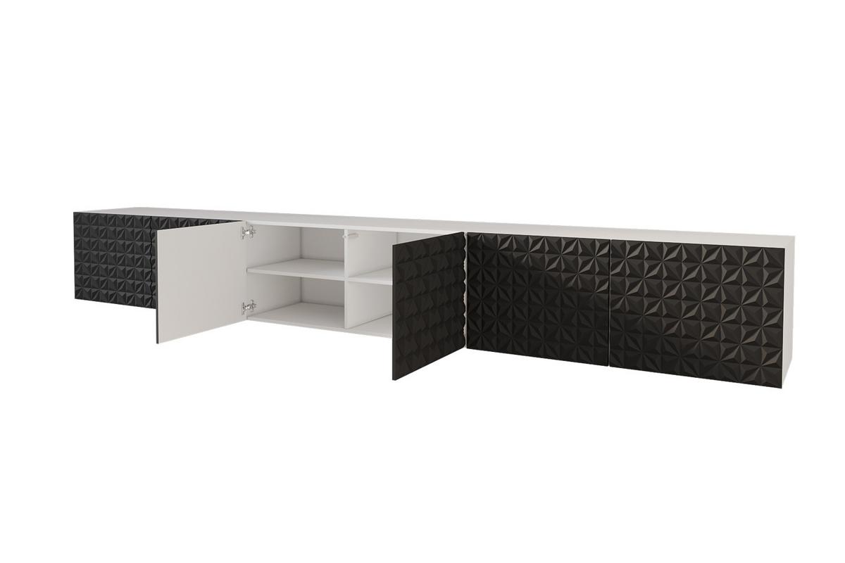 LOWBOARD VIRA-W 3x100x40x40 cm - Weiß / Schwarz - Schwarz, Holzwerkstoff (300/40/40cm) - ALTDECOR