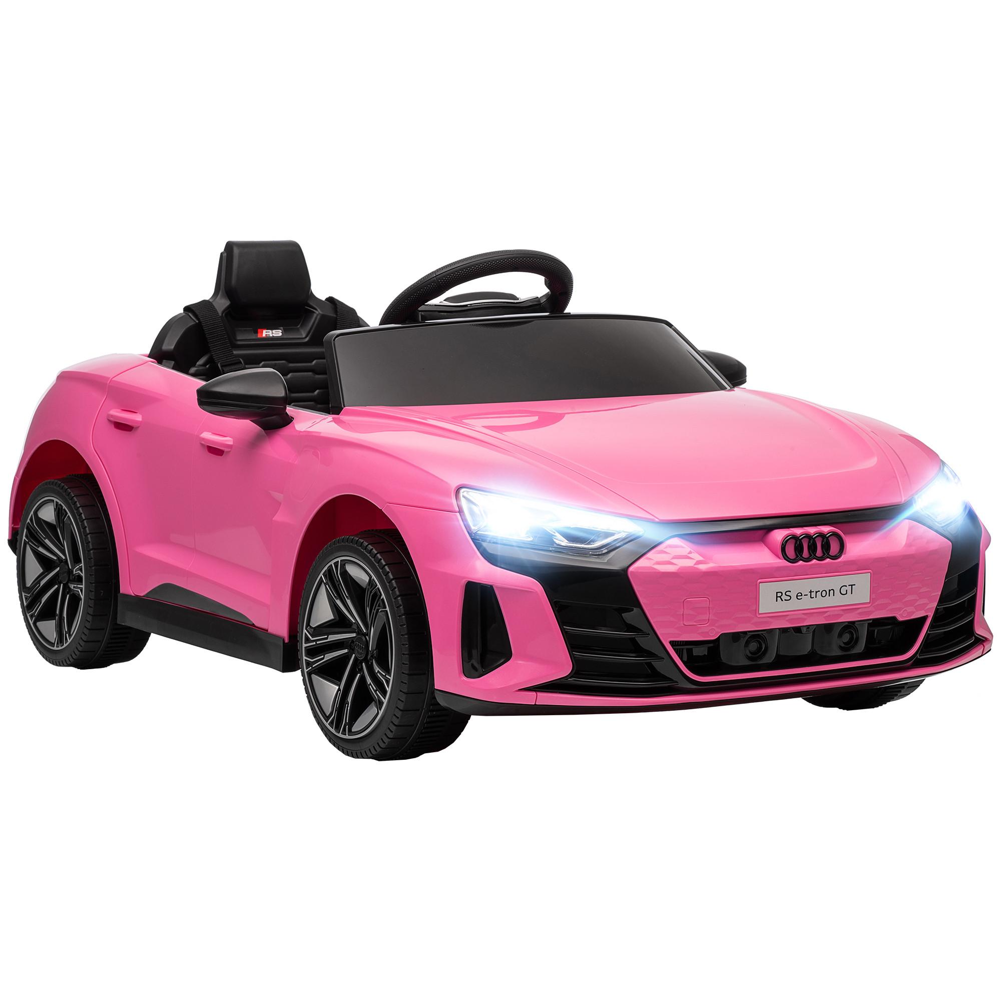 KINDER-ELEKTROAUTO mit Fernbedienung, Hupe, Musik, Scheinwerfer, Gurt, Rosa - Rosa, Metall (103/58/41cm) - HOMCOM