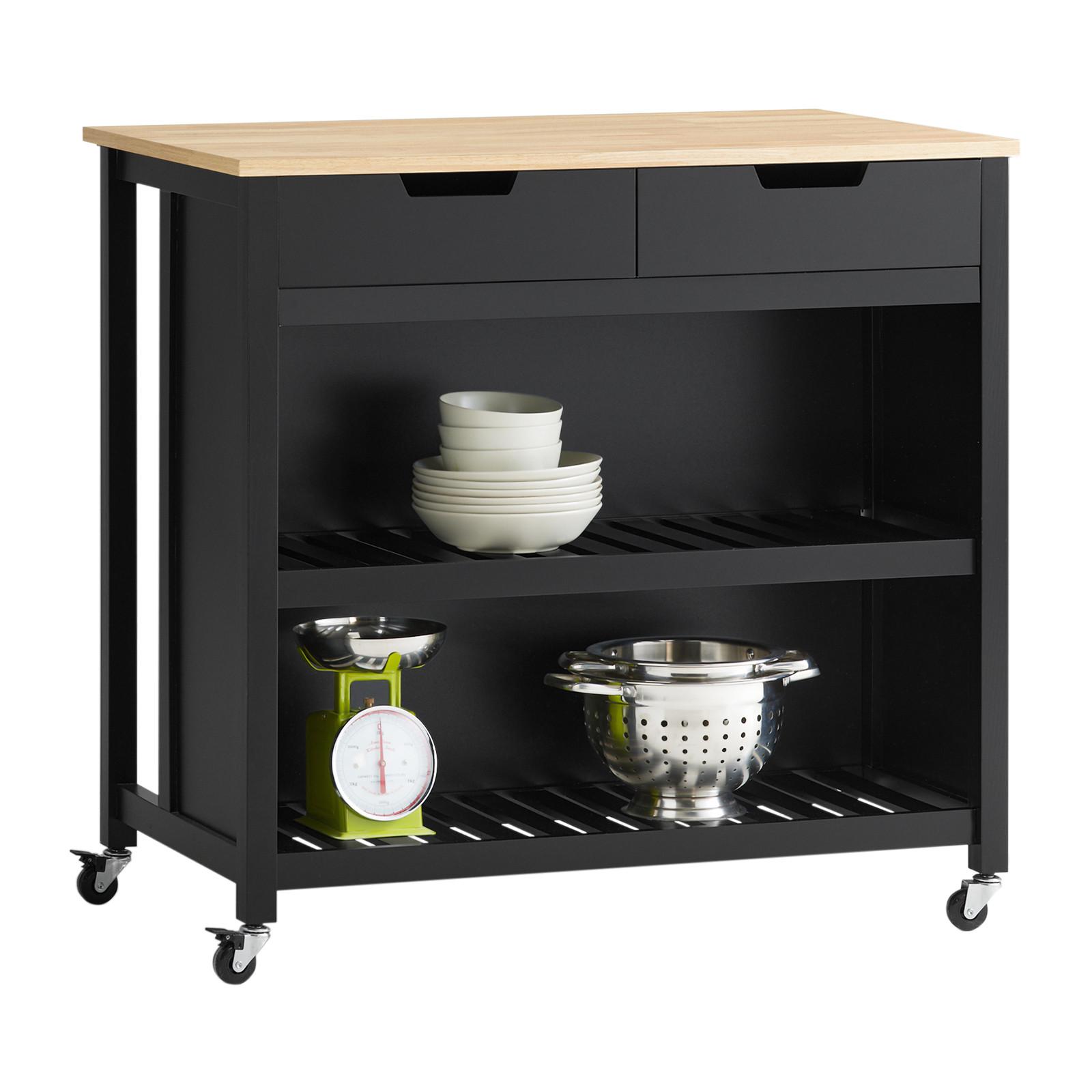 KÜCHENINSEL rollbar Schwarz - Schwarz, Holzwerkstoff (100/94/60cm) - SoBuy