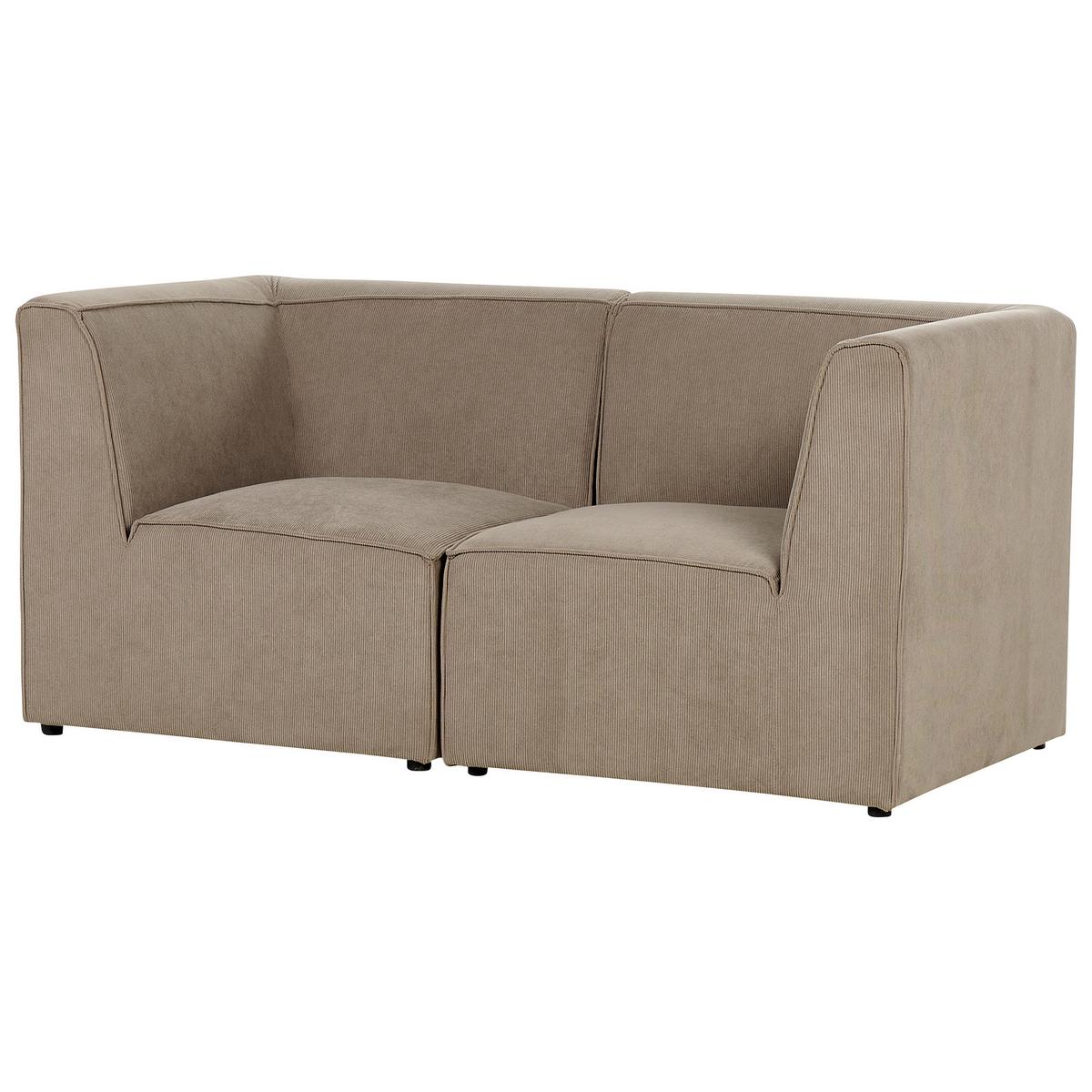 2-SITZER-SOFA Cord taupe Lemvig - Taupe, Textil (166/78/83cm) - Beliani
