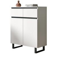 KOMMODE weiß, schwarz, Highboard 80 x 99 cm, Soft-Close, Gelia - Schwarz/Weiß, Holzwerkstoff/Metall (80/99/36cm) - Inn.Furn