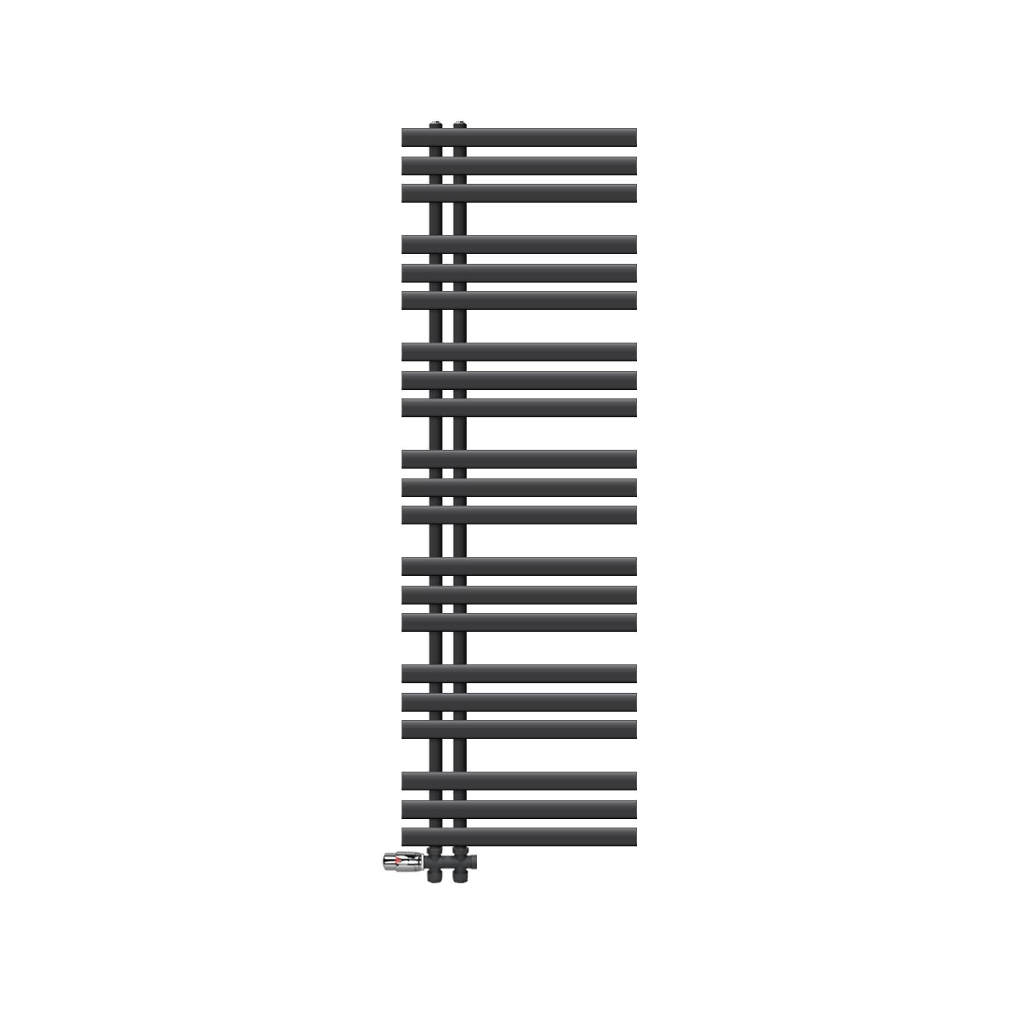 BADHEIZKÖRPER Iron EM 500x1600 mm Anthrazit mit Ventil Durchgang - Anthrazit, Metall (50/160/3cm) - LuxeBath