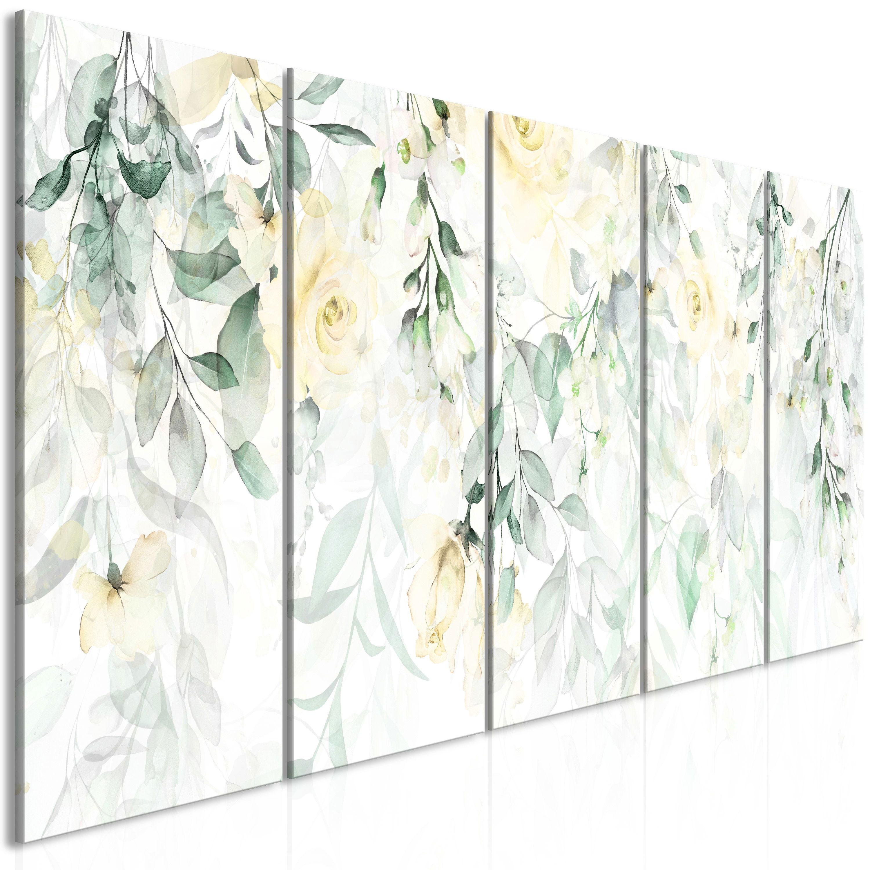 KUNSTDRUCK Grün 225/90 cm - Gelb/Grün, Textil (225/90cm) - KUNSTLOFT