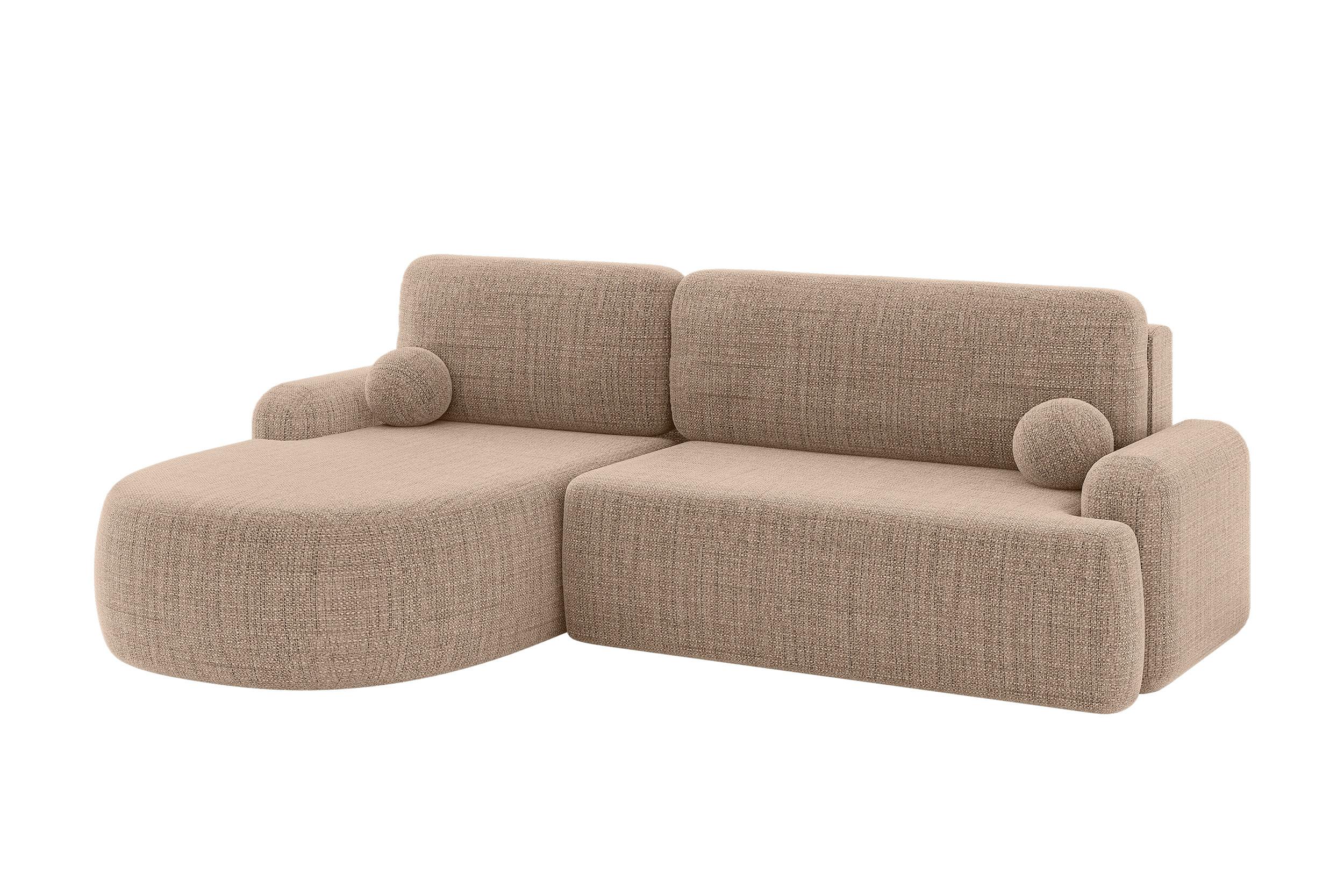 ECKSOFA mit Schlaffunktion und Bettkasten LIRA-L - 264x172x89 Dunkelbeige - Sahara, Holzwerkstoff/Textil (264/172cm) - ALTDECOR