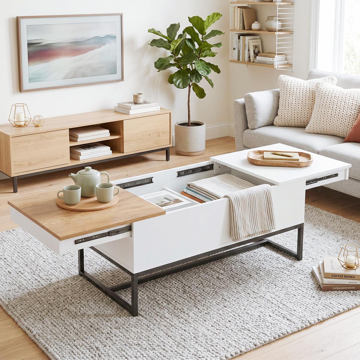 COUCHTISCH Spanplatte Stahl Weiß - Weiß, Holzwerkstoff (100/50/45cm) - HOMCOM
