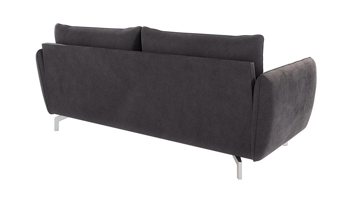 3-SITZER-SOFA Elou Graphit Microfaser - Chromfarben/Graphitfarben, Holz/Textil (203/87/92cm) - S-Style Möbel