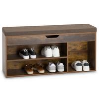 SCHUHBANK BAIA Vintage/schwarz - Dunkelbraun/Schwarz, Holzwerkstoff (103/48/29cm) - IDIMEX
