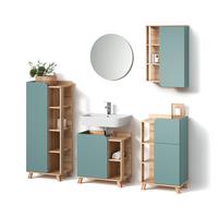 BADMÖBEL-SET Marano Blau-Grau 5 Teile - Blaugrau, Holzwerkstoff (35/65/60cm) - Livinity®