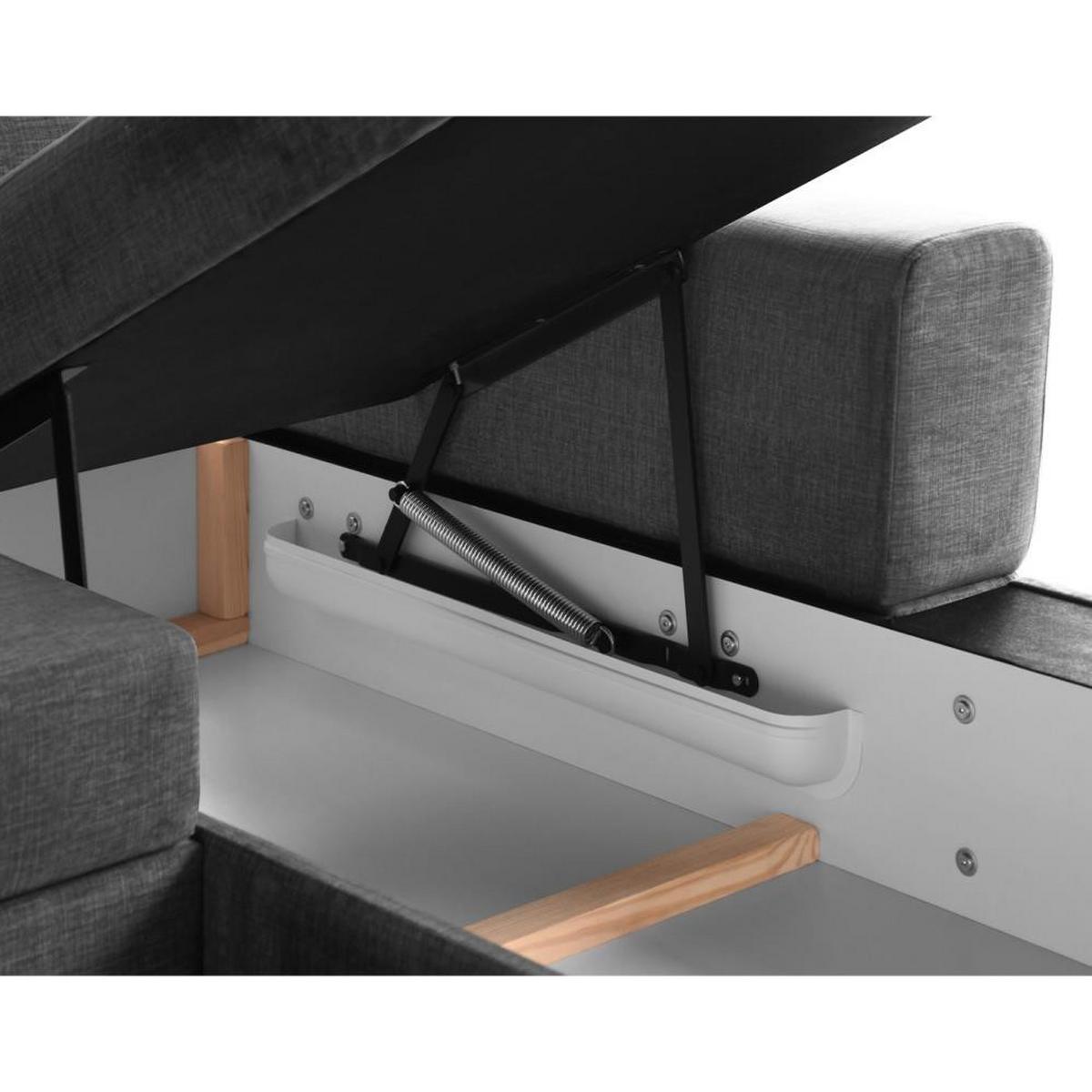 ECKSCHLAFSOFA Alex Mini hellgrau rechts - Hellgrau/Schwarz, Textil (245/185cm) - Beautysofa