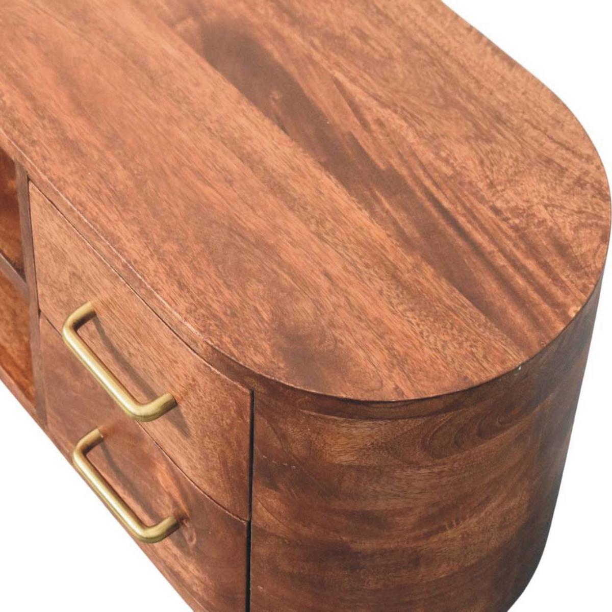 MEDIENEINHEIT mit Wine-Wood-Oak-Finish, 4 Schubladen, 2 offene Ablagen, T-Bar-Griffe, braun - Goldfarben/Braun, Holz/Metall (110/48/35cm) - Artisan Furniture