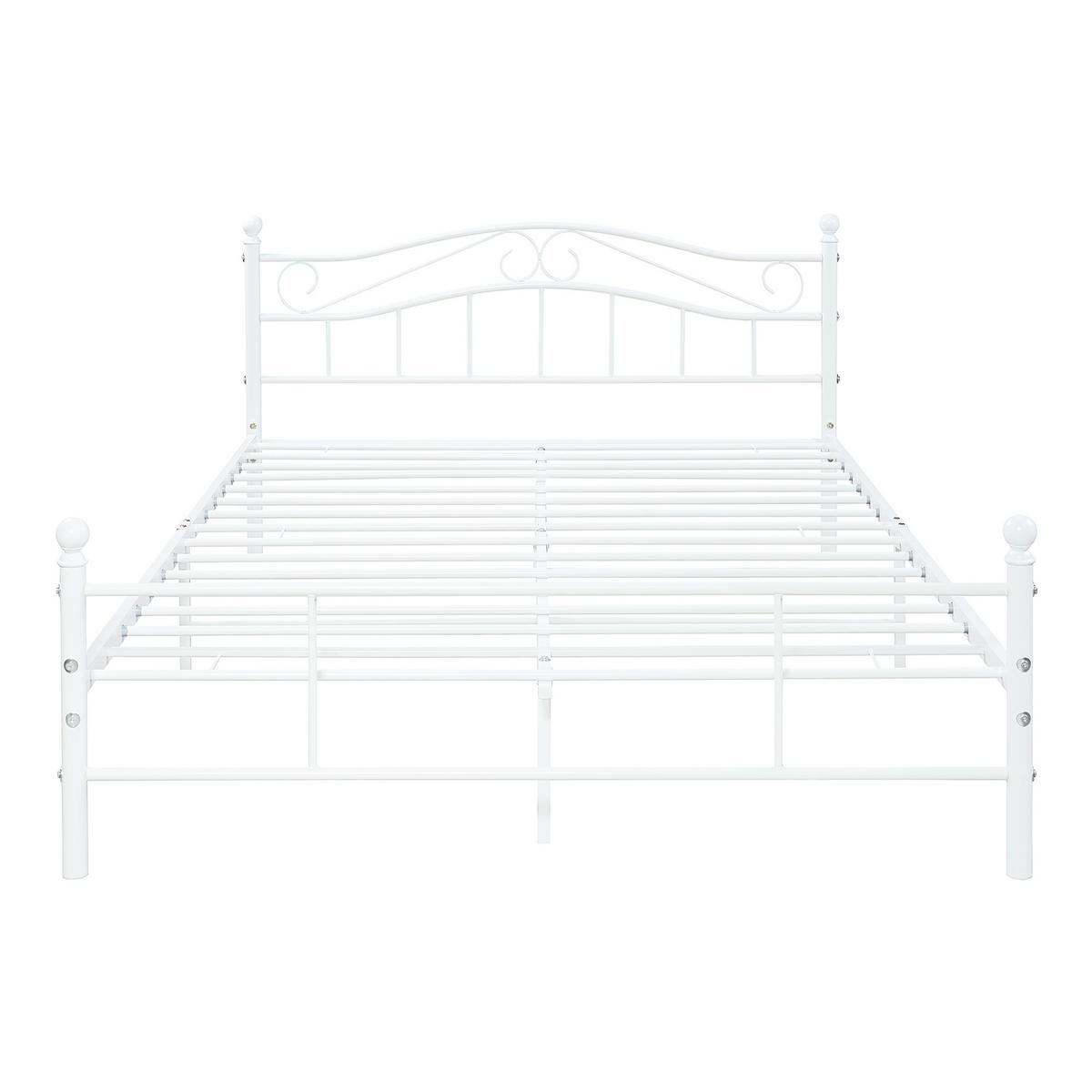 METALLBETT Florenz - Weiß, Metall (140/200cm) - [en.casa]